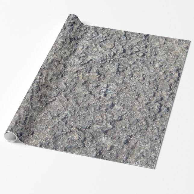 Fun grey faux rough concrete wrapping paper (Unrolled)