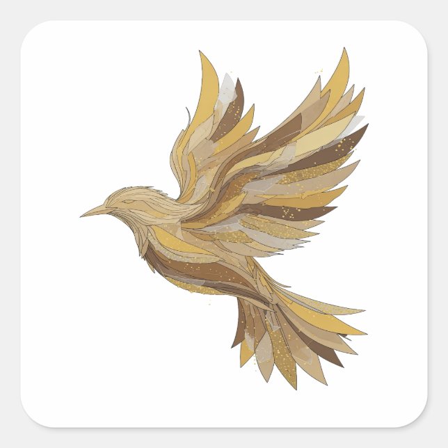 Fun Grey GOLDEN BIRD Sticker Art (Front)