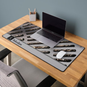 Fun Grey Heavy Metal Grate Look Monogram Desk Mat