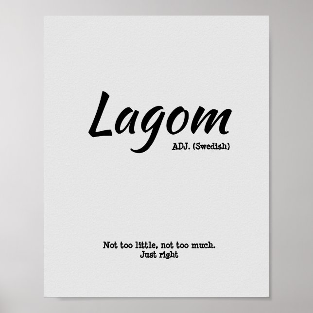 Fun Grey Swedish Lagom Definition Poster (Front)