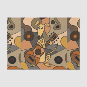 Fun Greyhound Dog Playing Guitar Modern Art Tissue Paper