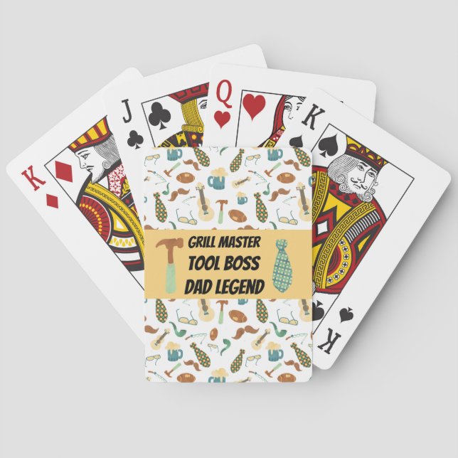 Fun GRILL MASTER TOOL BOSS DAD LEGEND  Playing Cards (Back)