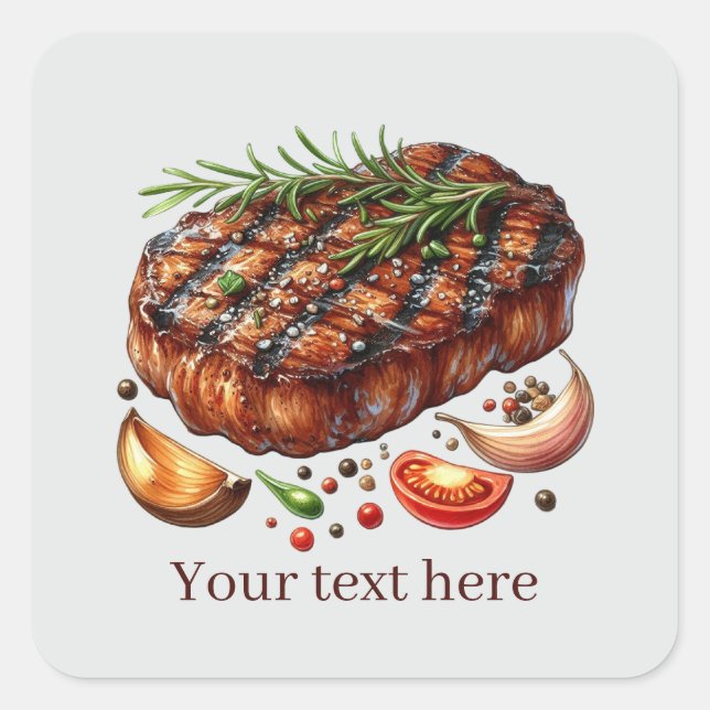 Fun grilled steak customisable  square sticker (Front)