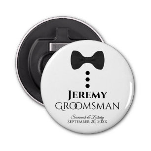 Fun Groomsman Wedding Favour Black Tie Tuxedo Bottle Opener