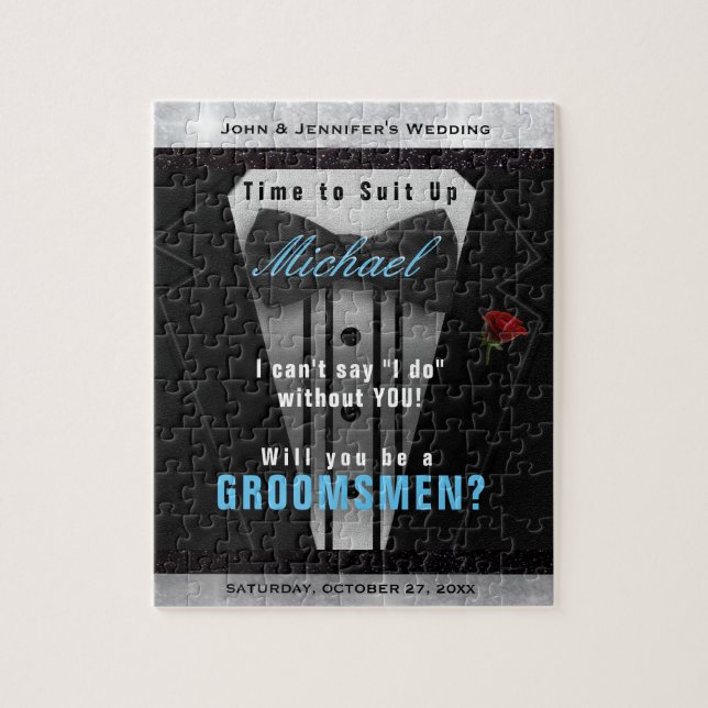 Fun Groomsmen Invitation Jigsaw Puzzle (Vertical)