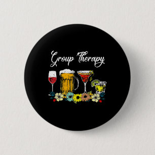 Fun Group Therapy Floral Drink Glasses Mental Heal 6 Cm Round Badge