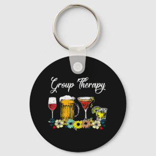 Fun Group Therapy Floral Drink Gles Mental Health Key Ring