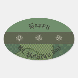 Fun grundge Irish lucky shamrock Oval Sticker