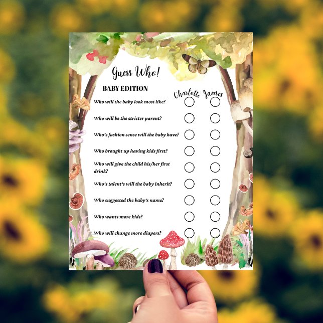 Fun Guess Who? Baby Shower Game Mushroom Woodland  (Creator Uploaded)