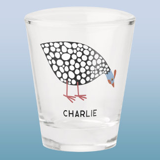 Fun Guinea Fowl Personalised Shot Glass