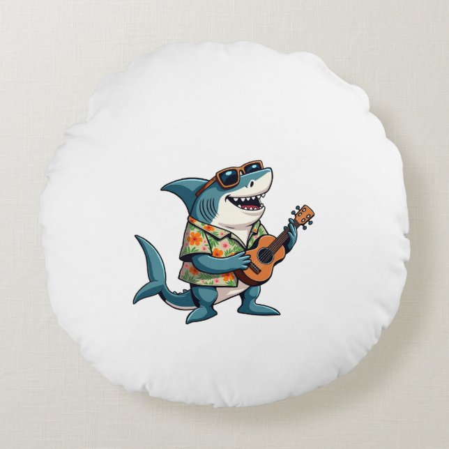 Fun Guitar PlayingT-Shirt Round Cushion (Front)