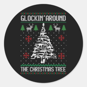 Fun Guns Ugly Christmas S For Gun Lovers Men Women Classic Round Sticker