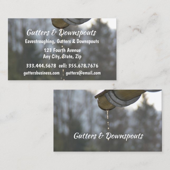 Fun Gutters, Downspouts Eavestroughing  Business Card (Front/Back)