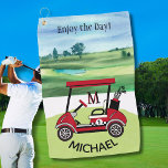 Fun Guy Gift Golf Cart Personalised Name Golf Towel<br><div class="desc">A touch of golf humour for golfer guy, who'll have fun with this one -- a fun golf cart for the golf lover who likes to play with style -- or just loves to play -- personalised with first name -- custom and unique. Or, get one for yourself and tell...</div>