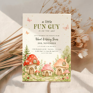 Fun Guy Mushroom Butterfly Baby Shower Invitation