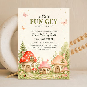 Fun Guy Mushroom Butterfly Baby Shower Invitation