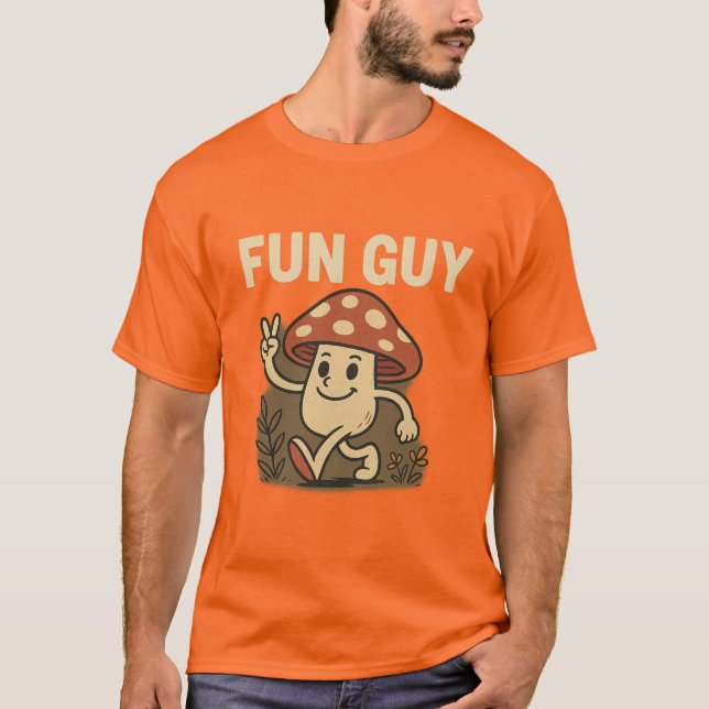 “Fun Guy” Mushroom T-Shirt – Cute Cartoon Pun Tee  (Front)