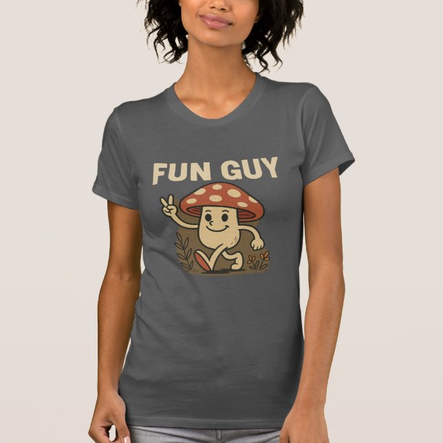 “Fun Guy” Mushroom T-Shirt – Cute Cartoon Pun Tee  (Front)