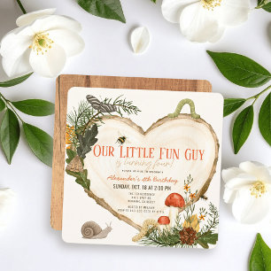 Fun Guy Wood Slice Mushroom Boy Birthday Invitation