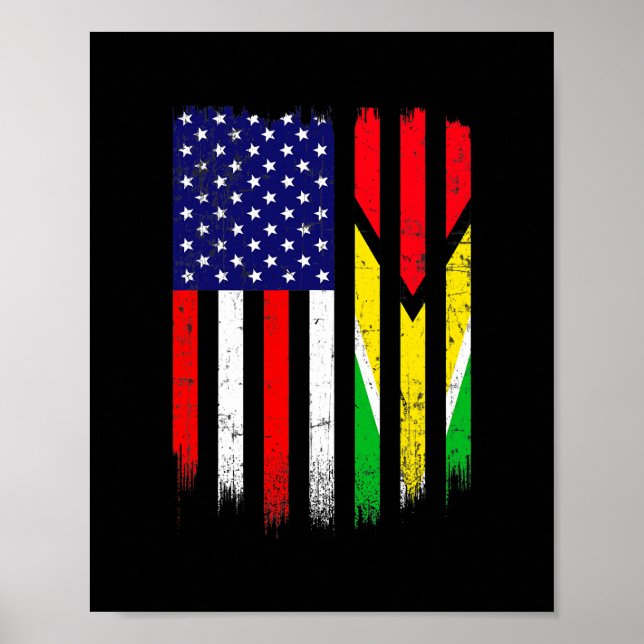 Fun Guyana Flag American Flag Men Women Kid Poster (Front)