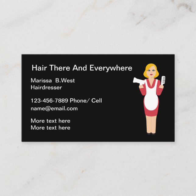 Fun Hairdresser Business Cards Template (Front)