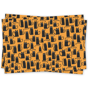 Fun Halloween Black Cat Orange Tissue Paper