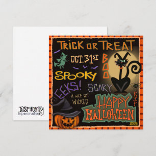Fun Halloween Black Cat Pumpkin Inspirivity Holiday Card