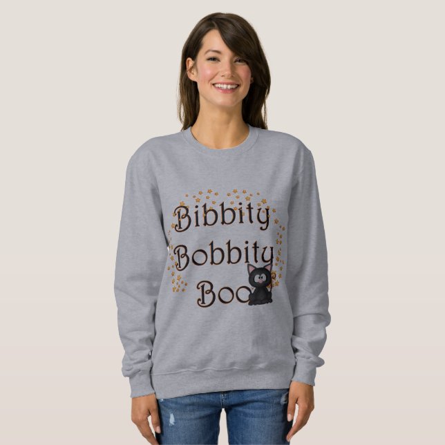 Fun Halloween black cat womens sweatshirt (Front Full)