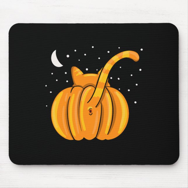 Fun Halloween Cat Butt Pumpkin Orange Tab  Mouse Mat (Front)
