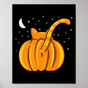 Fun Halloween Cat Butt Pumpkin Orange Tab  Poster