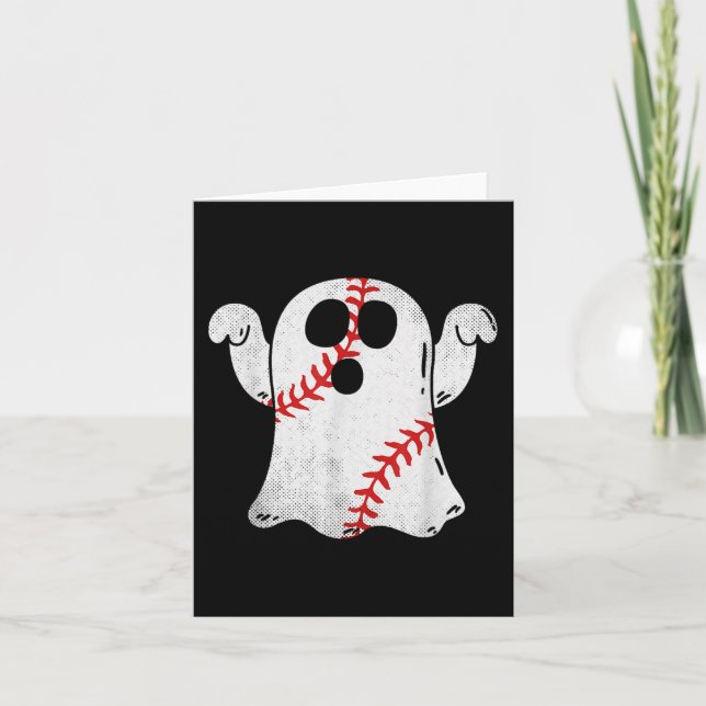 Fun Halloween Costume Baseball Ghost Baseball Love Card (Front)