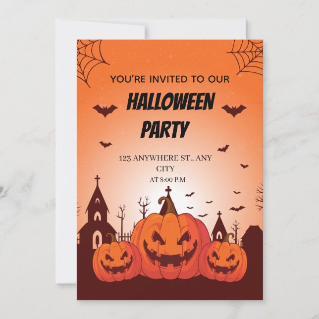 Fun Halloween Costume Party Invite Customisable  (Front)