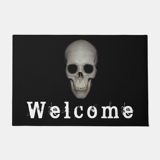 Fun Halloween Decor Human Skull 'Welcome' Doormat (Front)