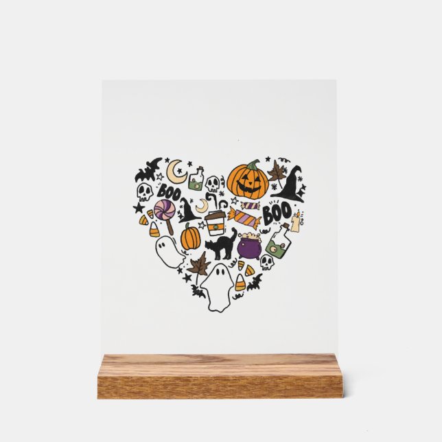 Fun Halloween Designs Halloween Heart Acrylic Sign (Front)