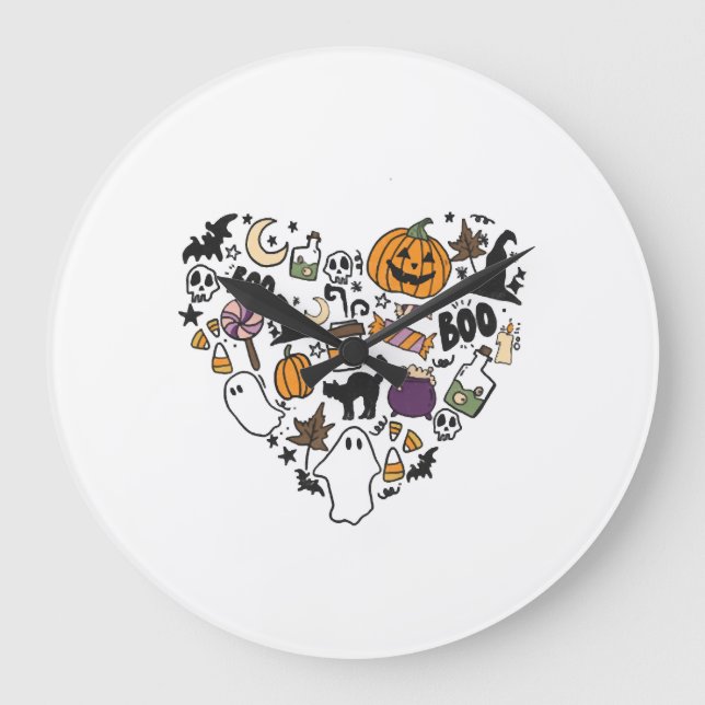 Fun Halloween Designs Halloween Heart Large Clock (Front)