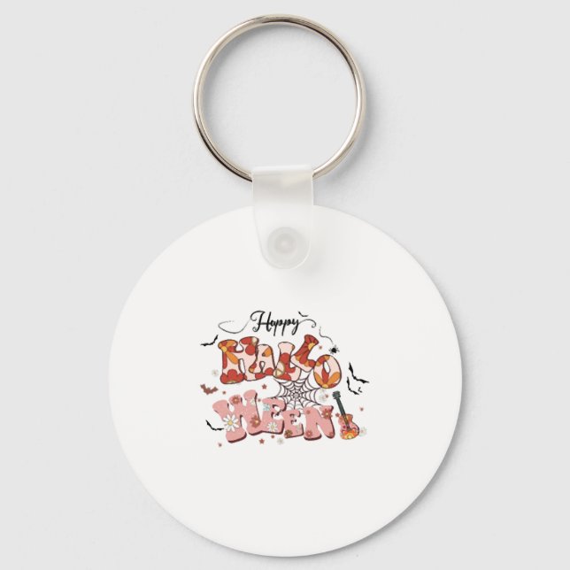 Fun Halloween Designs Happy Halloween Retro Key Ring (Front)
