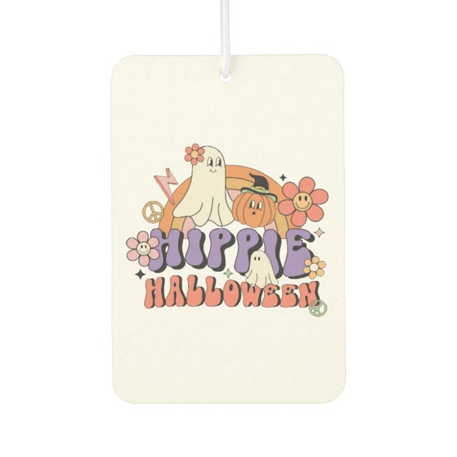 Fun Halloween Designs Hippie Halloween Retro Car Air Freshener (Front)