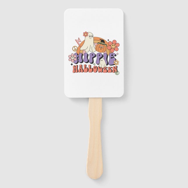 Fun Halloween Designs Hippie Halloween Retro Hand Fan (Front)