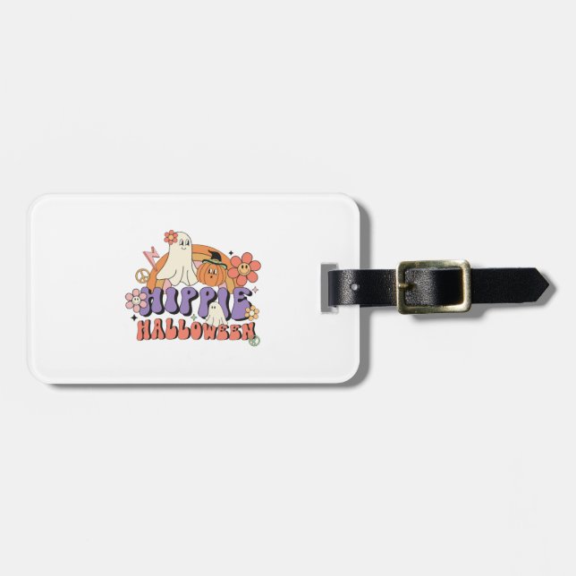 Fun Halloween Designs Hippie Halloween Retro Luggage Tag (Front Horizontal)