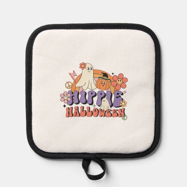 Fun Halloween Designs Hippie Halloween Retro Pot Holder (Front)