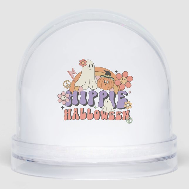 Fun Halloween Designs Hippie Halloween Retro Snowglobe (Front)