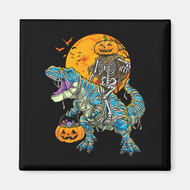 Fun Halloween Dinosaur T Rex Mummy Pumpkin Candy S Magnet (Front)