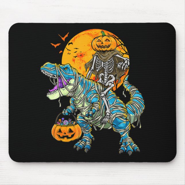Fun Halloween Dinosaur T Rex Mummy Pumpkin Candy S Mouse Mat (Front)