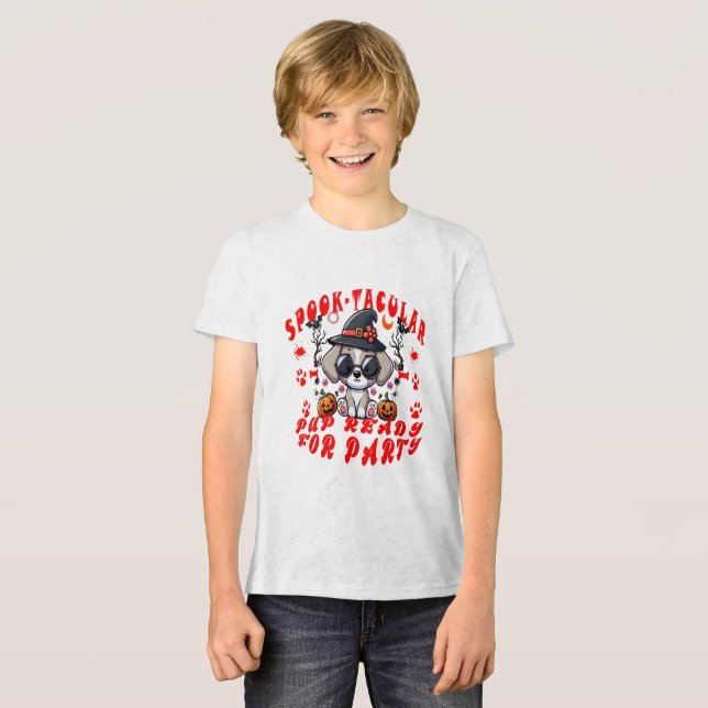 Fun Halloween Dog Pumpkin Design for Pets! Tri-Blend Shirt (Front Full)