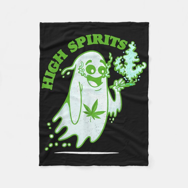 Fun Halloween Ghost Design Weed Smokers  Fleece Blanket (Front)