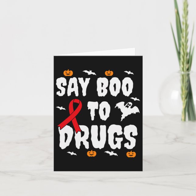Fun Halloween Gift Say Boo To Drugs Awareness Red  Card (Front)