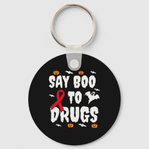Fun Halloween Gift Say Boo To Drugs Awareness Red  Key Ring