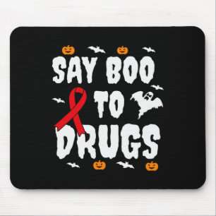 Fun Halloween Gift Say Boo To Drugs Awareness Red  Mouse Mat