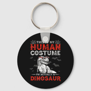 Fun Halloween Gifts Cute Dinosaur This Is My Human Key Ring
