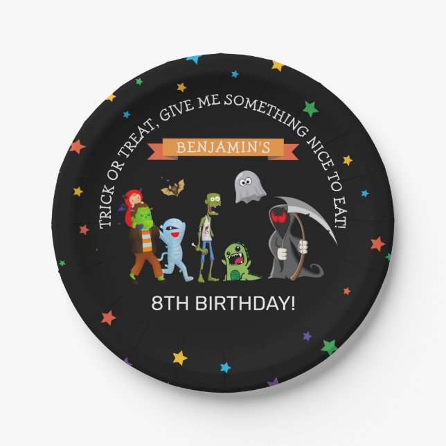 Fun Halloween Kids Costume Birthday Party Paper Plate (Front)